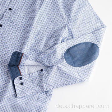 Herren Bluse Baumwolle Langarm Regular Fit Print Shirts